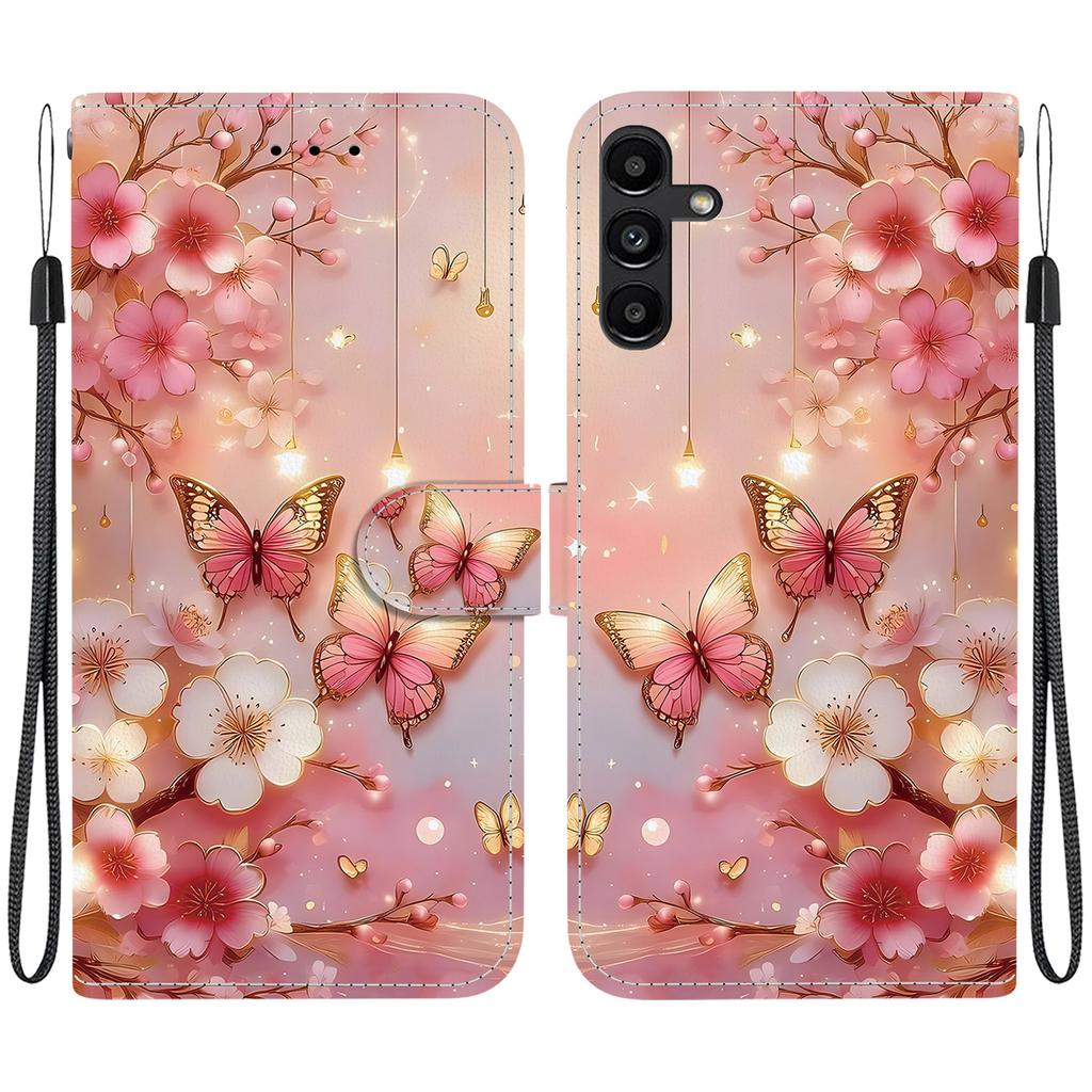 Чехол-книжка из искусственной кожи ручной работы для Samsung Galaxy A13 5G (SM-A136U/A136W/A136B)- Противоскользящий ударопрочный чехол с ремешком на запястье и дизайнами в виде сердец/роз и кошек