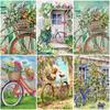 Цветок и велосипед DIY 5D алмазная живопись полный круглый мозаичный пейзаж Алмазная вышивка смола вышивка крестиком домашний декор настенное искусство