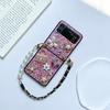 Folding Screen Flip Phone Case for Women for Samsung ZFlip6 Flower Sequins Rhinestone Pearl Metal Bracelet Skin
