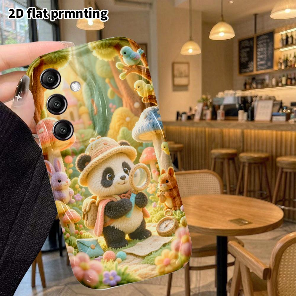 Phone Case: 2D flat, suitable for Samsung Galaxy A34 A35 M05 M06 S20 S22 S21 FE Plus 5G protective case, Forest Adventure Panda, perfect Christmas and