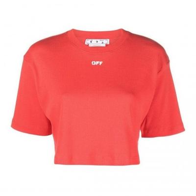 Женская укороченная футболка Off White с логотипом