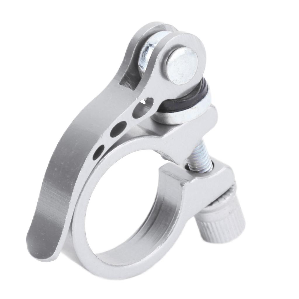 Seatpost Clamp Aluminum Alloy Quick Release Saddle Tube Clip for Mountain Bikes 3cmSilver