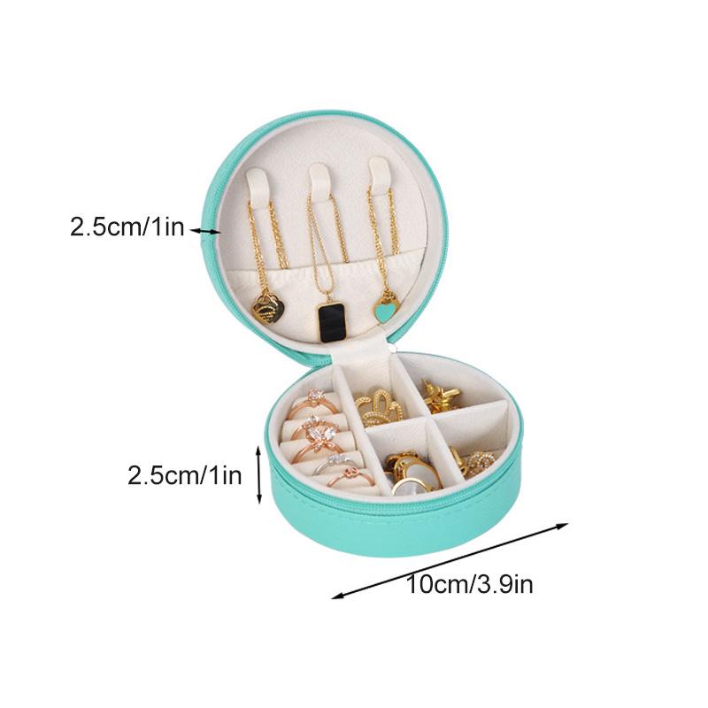 1 шт. Круглая коробка-органайзер для колец, серег, с мягкой подкладкой для ожерелий, шкатулка для драгоценностей для путешествий и подарков, устойчивая к царапинам, портативная