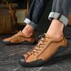 Мода Новая Ручная Работа Повседневная Кожа Мужская Уличная Противоскользящая Обувь Высокое Качество Ходьба Дышащая Пеший Туризм Вождение Балетки Модная Рабочая Обувь