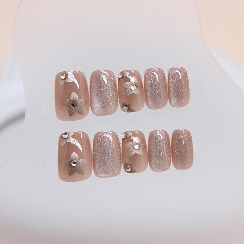 Светлая погоня кошачий глаз ноготь съемный ветер наклейка на ноготь цветок короткая Т-образная наклейка на ноготь 24 шт