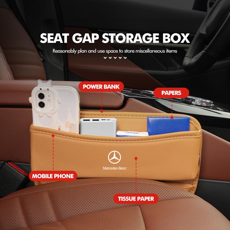 For Mercedes Benz Car Seat Gap Organizer Leather Storage Box Interior Accessories W211 W124 W176 W177 C180 C200 C260 C300 GLC WZ2