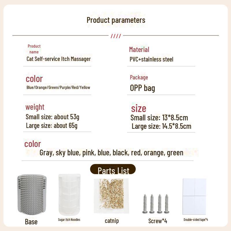 Cat Scratching Corner: Self-Grooming & Hair Removal Brush with Catnip