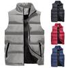 Men's Solid-color Casual Vest, Men's And Women's Zipper Stand-up Collar Thickened Warm Vest Jacket