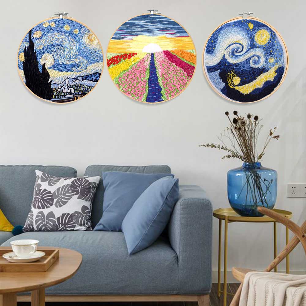 Швейные аксессуары DIY ремесла Цветочная вышивка пяльцы набор для вышивки крестом иглопробивной