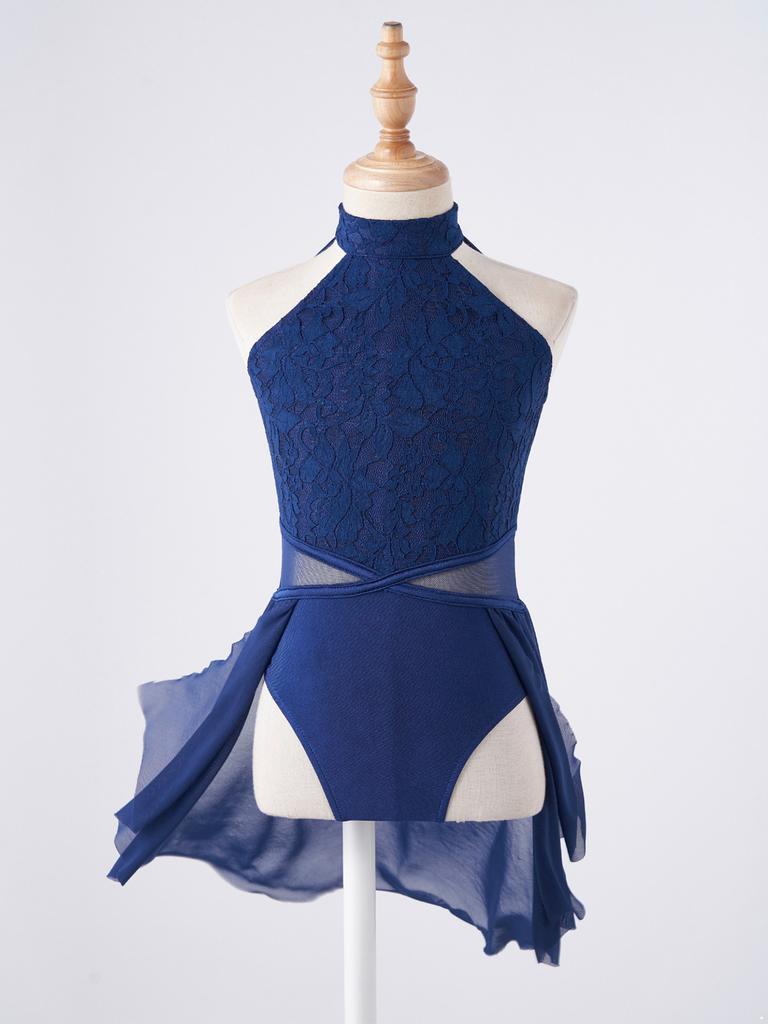 Детское гимнастическое танцевальное платье без рукавов для девочек, купальник в стиле пэчворк с неровным подолом, танцевальная одежда, костюм