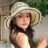 Beach Weave Crochet Hat Handmade Fisherman Caps Ins Straw Bucket Cap  Female