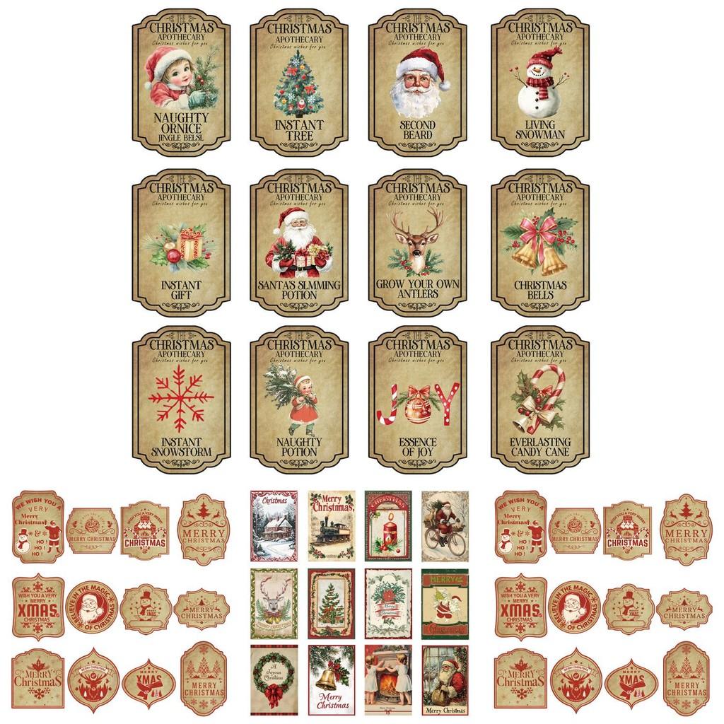 Christmas Decorative Wine Bottle Labels With Vintage Design For Holiday Party Decor