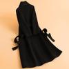 Autumn and Winter New High-end Coat Women's Double-sided Wool Coat Black Waist Woolen Coat Women's