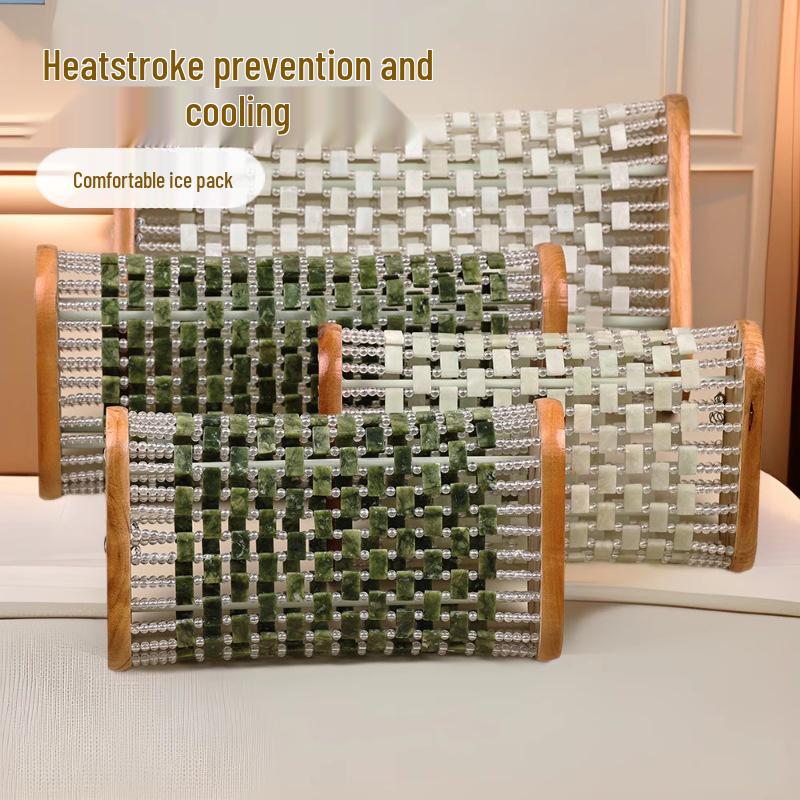 Xiuyan Jade Cooling Pillow - Natural Sweat-Resistant, Breathable, and Hollow Design for Cervical Support and Summer Comfort.