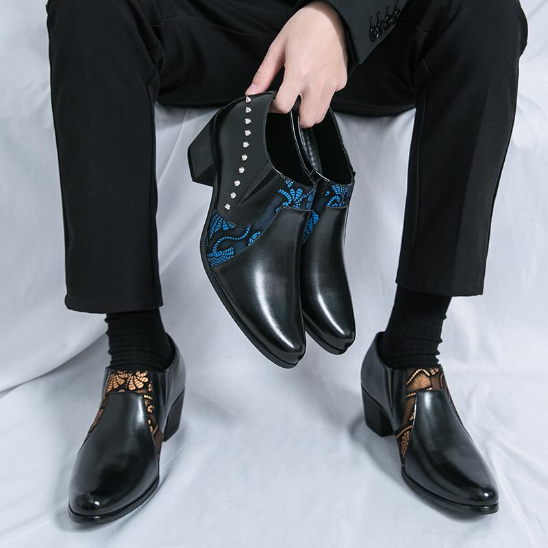 Fashion New Business Men Height-increasing Formal Shoes American Casual One-foot Comfortable Breathable Brand Leather Shoes Sizes 38-46