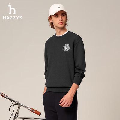 Мужской свитшот HAZZYS с вышивкой, круглый вырез, ABTZE0BCI38