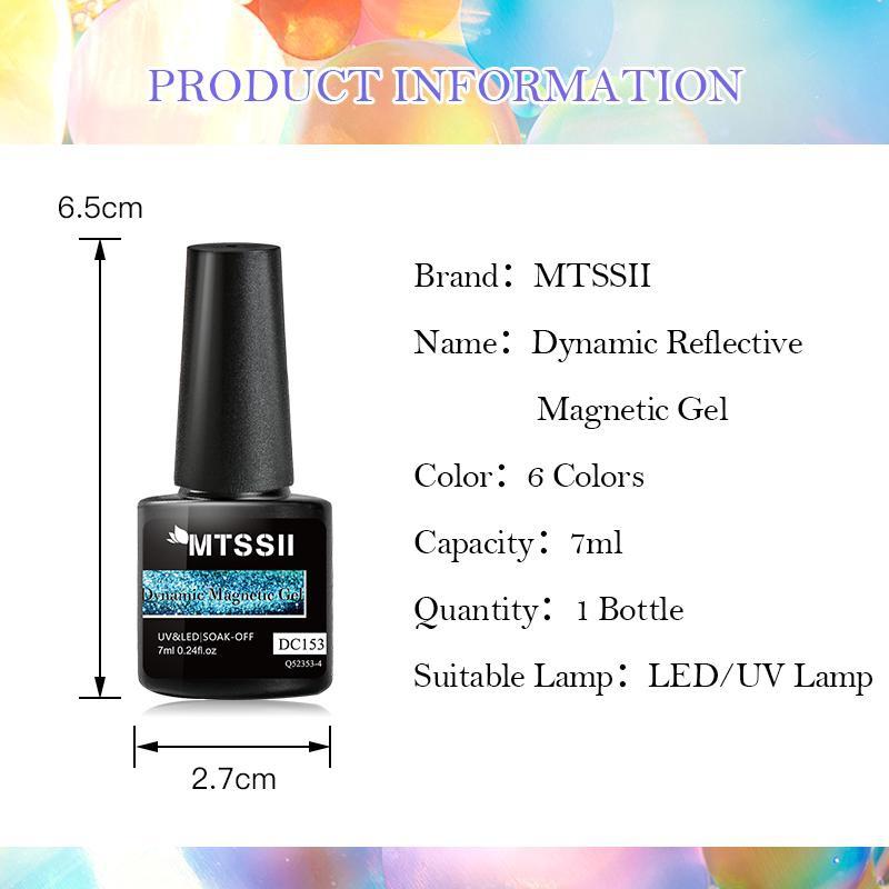 Mtssii 7ML Reflective Dynamic Cat Eye Magnetic Gel Nail Polish With 2 Different Color Magnetic Effect Semi Permanent UV LED Gel 1Bottle