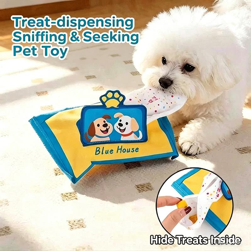 Dog Snuffle Tissue Box Toy Durable Tear Resistant Nose Work Enrichment Puzzle Hide Treats Stress Relief Chew Training Toy