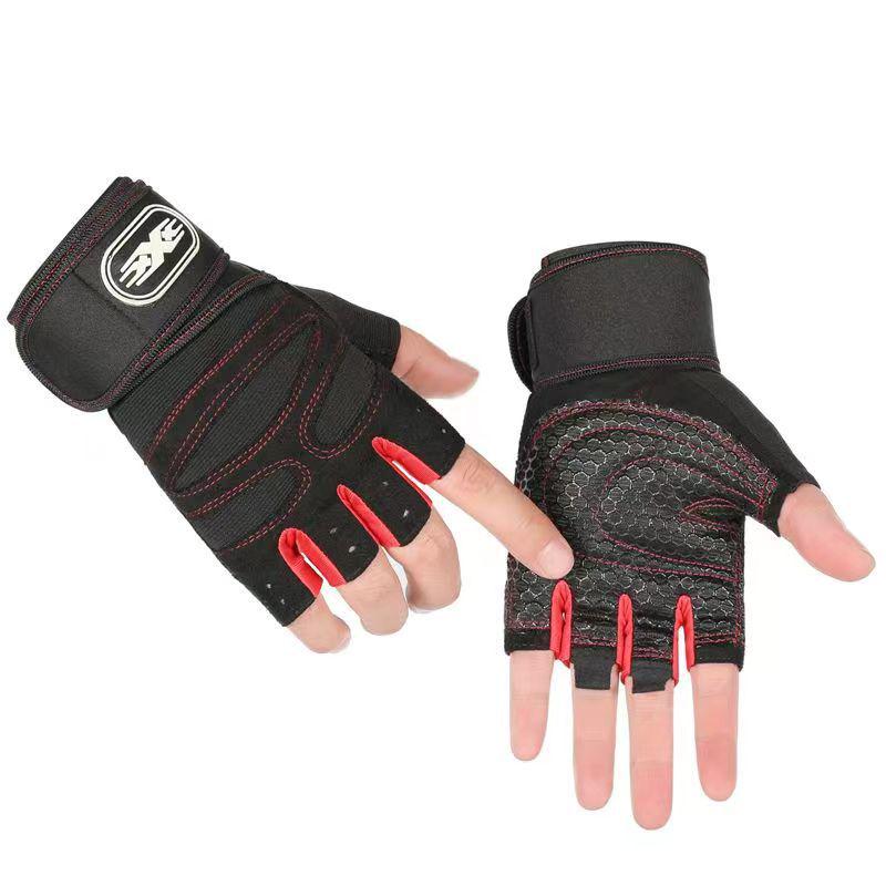 Перчатки для фитнеса с защитой запястья и полупальцами унисекс для занятий спортом на открытом воздухе