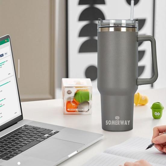 Yousheng термостакан из нержавеющей стали на 40 унций с вакуумной изоляцией и многоразовой соломинкой для путешествий дома и офиса