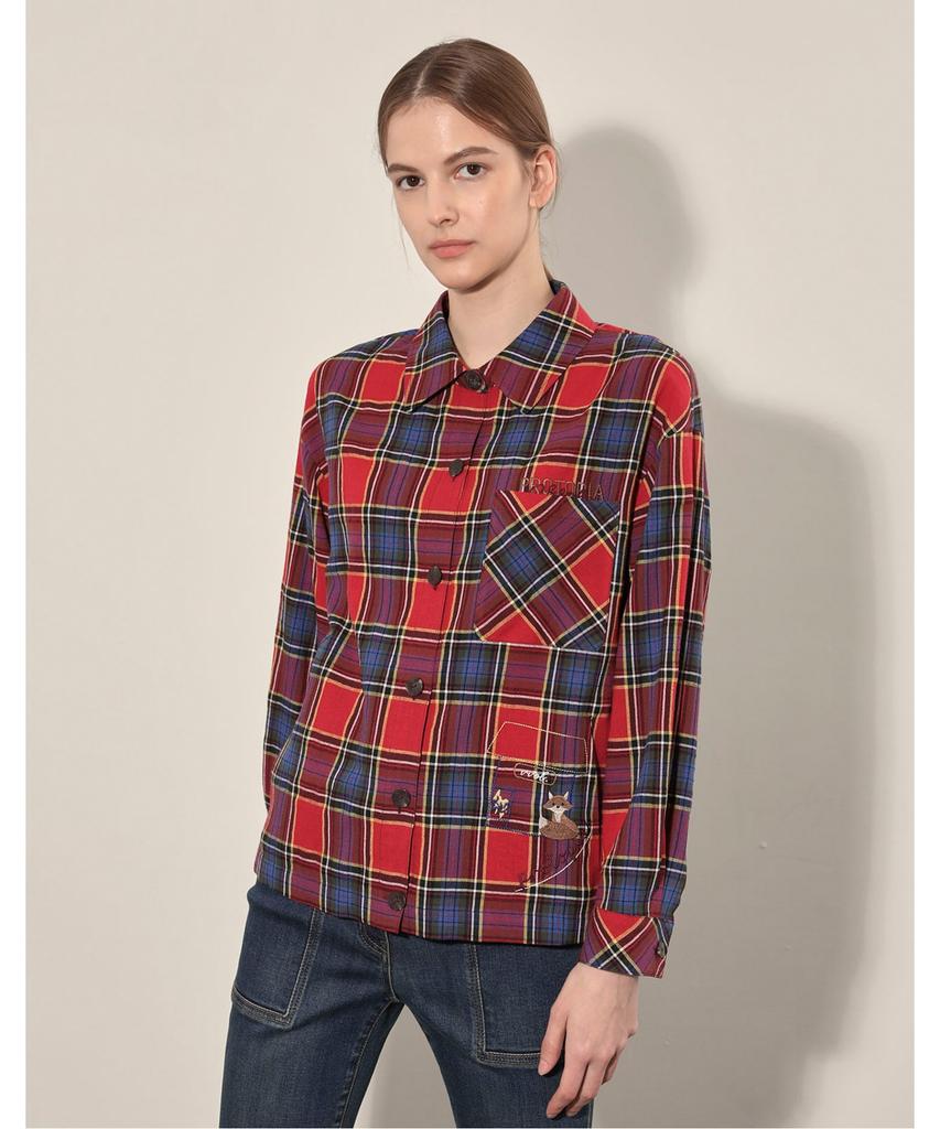VVOLIVIA Embroidered Check Blouse_Vvbnl4F7461