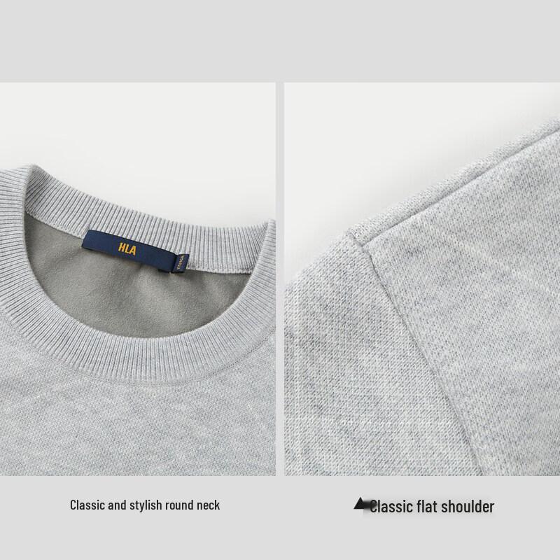 HLA Men's Jacquard Crew Neck Long-Sleeve Fleece Sweater