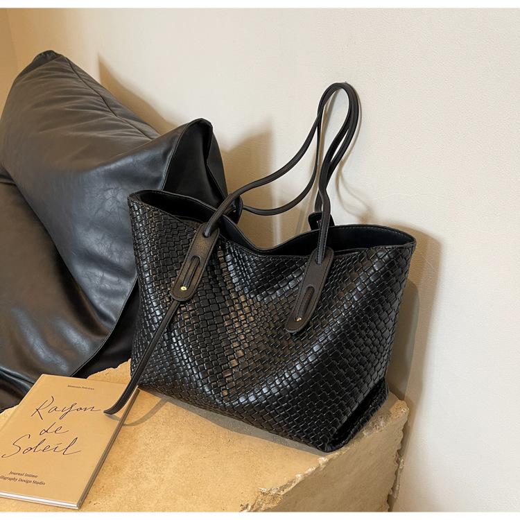 Модная и иностранная универсальная сумка через плечо, плетеная сумка-тоут, вместительная, в стиле ретро, женская сумка с бриллиантами