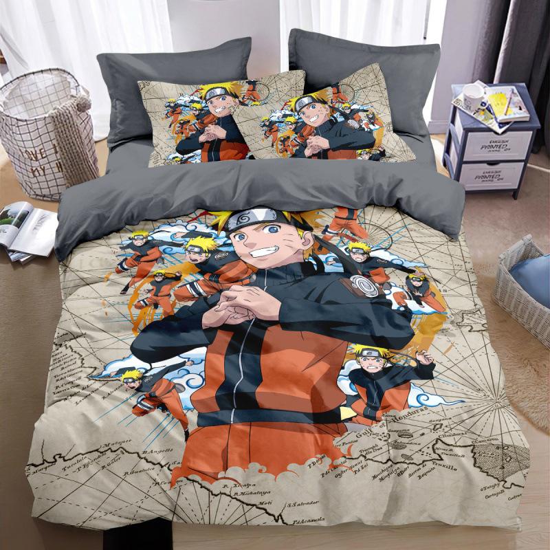 Anime Uzumaki Beding Sets Cartoon N-Naruto Duvet Cover and Pillowcase Adult Boy Girl Bedroom Decoration Children Gift