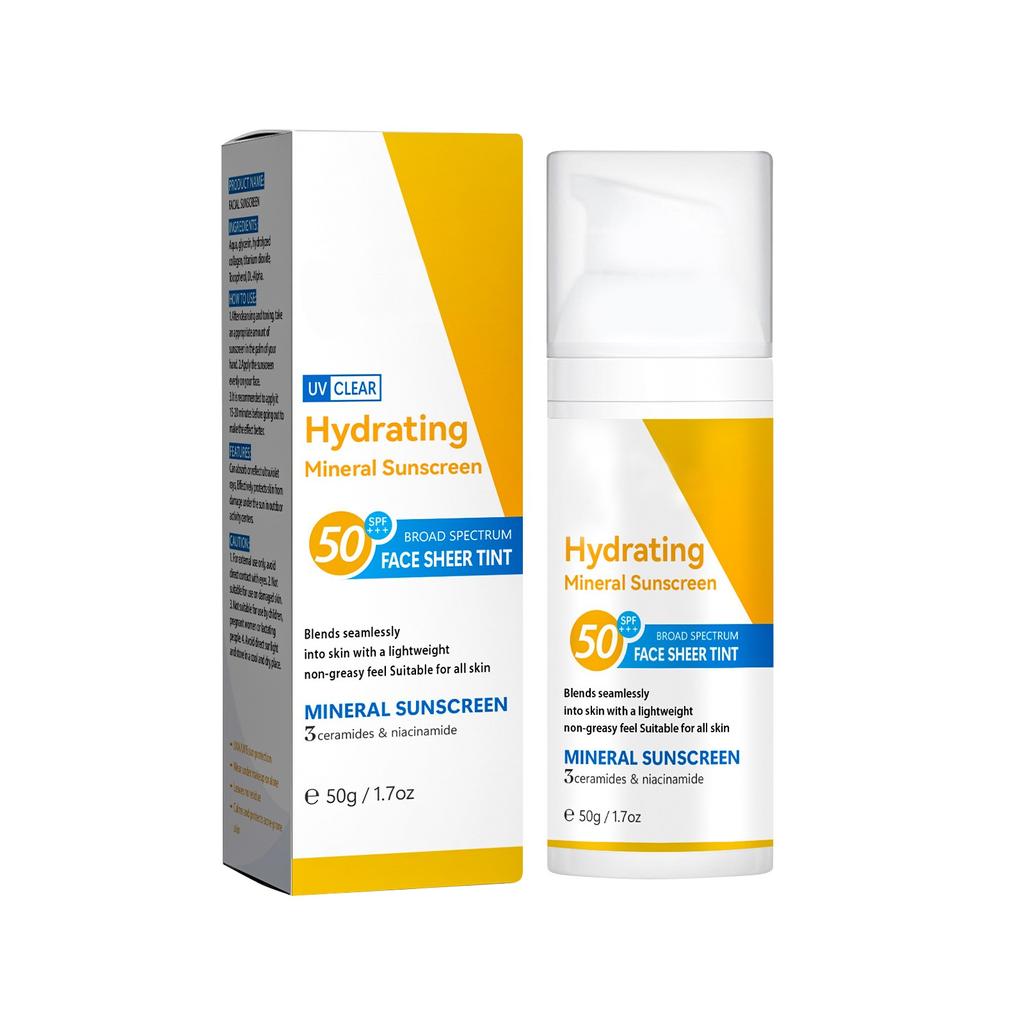 Unscented Facial Sunscreen Quickdrying And Transparent No Residue Longlasting Moisturizing Protective Nonirritating Nonclogging Pores50ML
