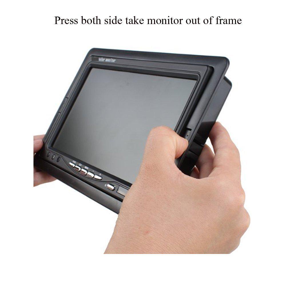 Podofo Система парковки автомобиля для грузовика RV Van Trail заднего вида, обратный 7-дюймовый цветной ЖК-монитор с 2 видеовходами, 2 AV-входа для камеры заднего вида DVD VCD