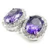 [I3708] - Серебряные серьги «Селестина» с аметистом (родиевое покрытие) - 8x10 мм