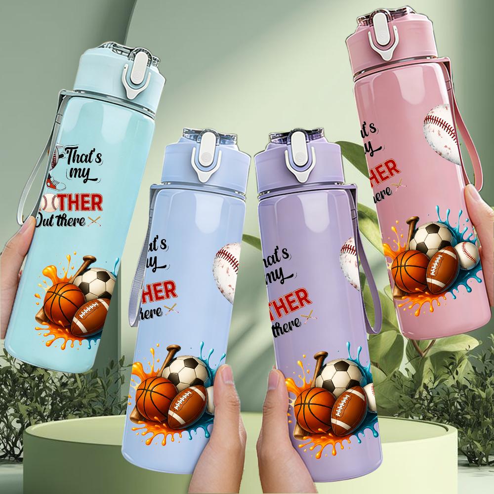 1PC Sport Ball Baseball Graphic 750ml Color Plastic Water Bottle Leakproof Flip Straw Lid For Sports Office Home Use