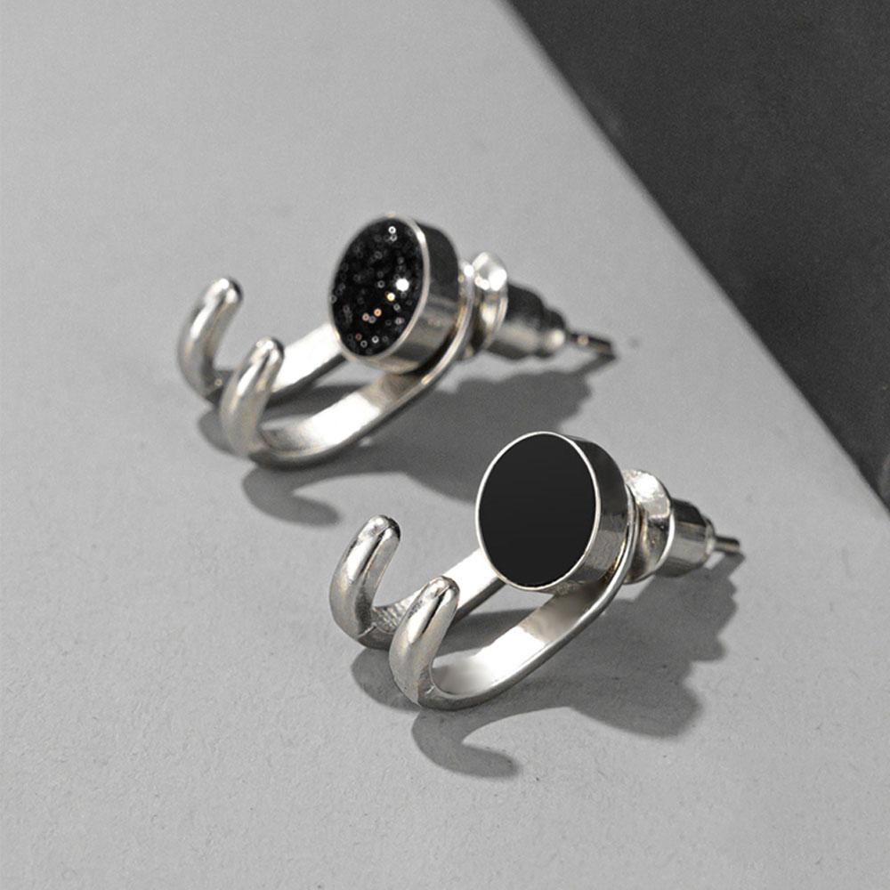 Metal 925 Silver Needle Black Onyx New Claw Fashion Jewelry MeStud Earrings Punk Earrings Ear Studs