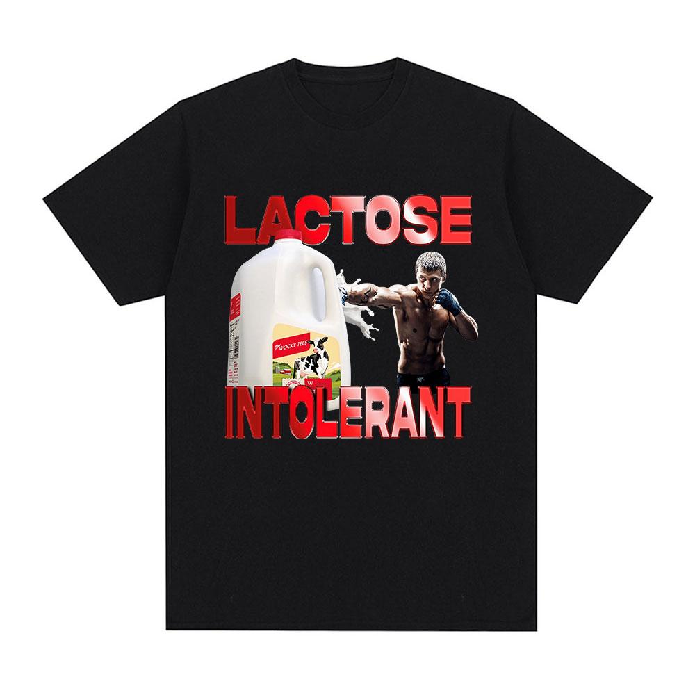 Lactose Tolerant Graphic Print T-Shirt Men's Vintage Fashion Short Sleeve T-shirts 100% Cotton Casual Cozy Oversized T Shirts