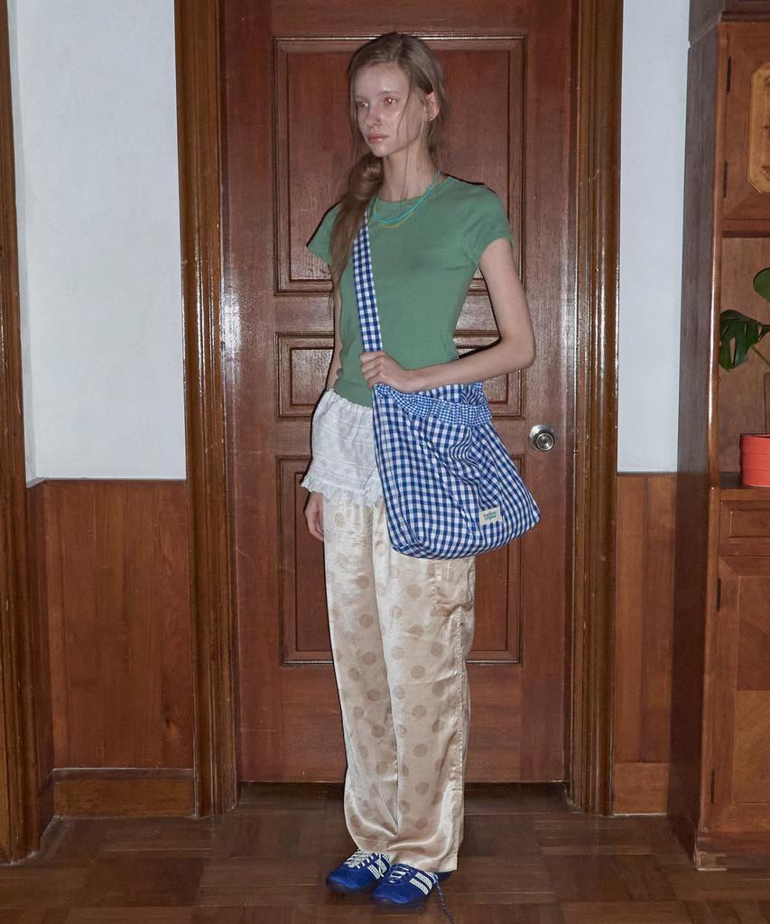 Сумка Maison Creme Check Frill Reversible Bag _ Гингэм Синий