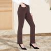Women Office Pants Elastic High Waist Solid Color Trousers with Pockets Light Flared