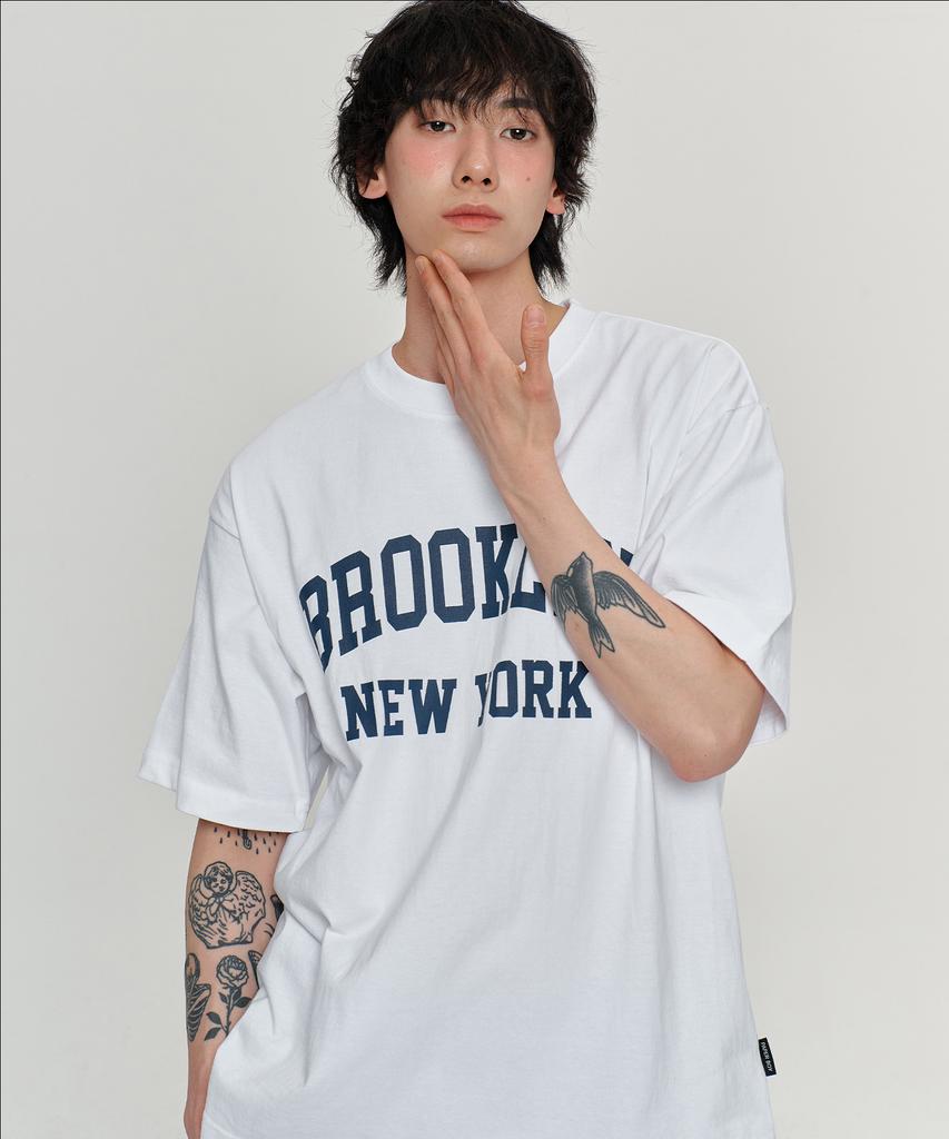 PAPERBOY Brooklyn New York Short Sleeve T-Shirt - White Melange