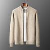 Merino Wool Men's Warm Sweater Mock Collar Thickened Zippered Cardigan Autumn Winter Cashmere Knitted Long Sleeve Tops