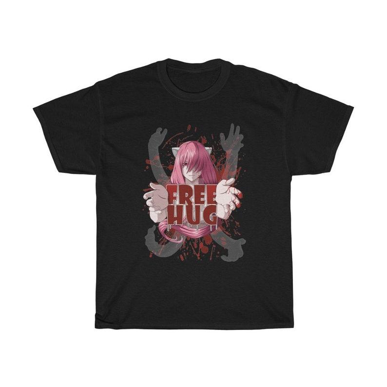 Elfen Lied Люси Ню Бесплатные Объятия Графическая Футболка Унисекс Диклониус Королева Аниме Уличная Одежда Подарок для Фанатов Женская и Унисекс Футболка