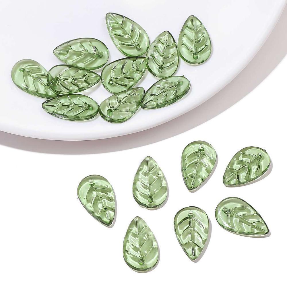 Transparent Green Transparent Leaf Shape Beads Charms Leaf Shape Beads Necklace Accessories