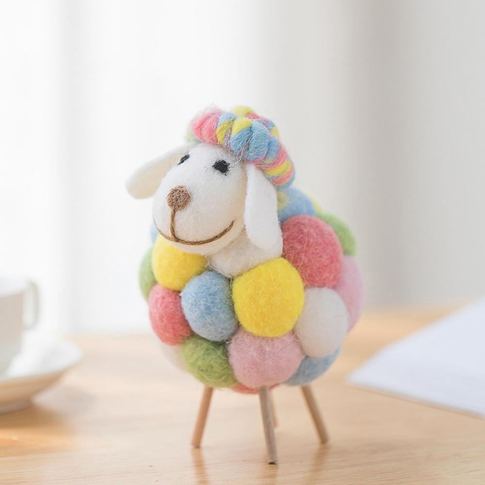 Wool Holiday Christmas Felt Sheep Figurines Party Supplies Statue Miniature Home Decoration