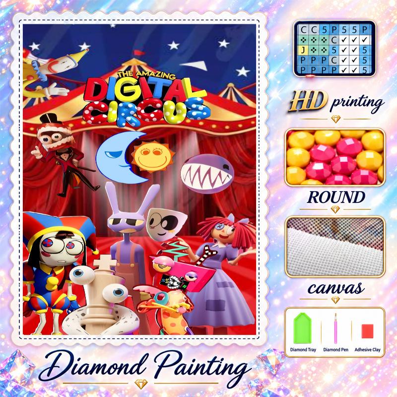 The Amazing Digital Circus Diamond Painting Kit 5D Full Drill DIY Diamond Mosaic Wall Art Home Decor