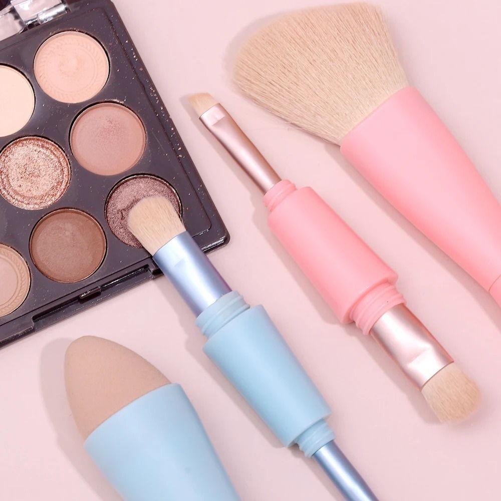 Мягкие косметические кисти с двойным концом 4-в-1 Кисть для контуринга Портативный набор кистей для макияжа Женщины