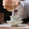 Китайская керамическая чашка для чая с подставкой, расписанная вручную пейзажная чайная чаша, фарфоровая чашка ручной работы, дорожная личная чайная утварь, 40 мл