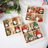 12 PCS Christmas Painted Wooden Pendant Santa Claus Gift Christmas Tree 12 Pack Boxed Decorations