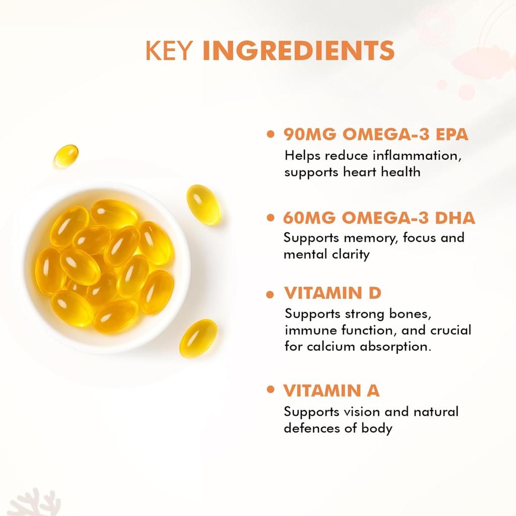 Dr. Morepen COD Liver Oil Capsules Omega 3 EPA DHA with Vitamins D E 100 Softgels X Pack of 2