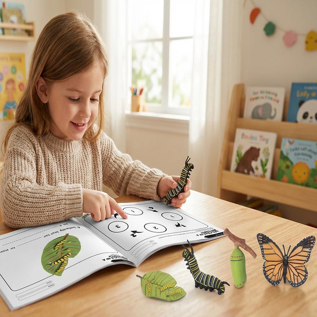 Montessori Kids English Learning Set Animals Life Cycle Toy Set With 5 English Books – Ant, Frog, Butterfly, Mosquito & Bean