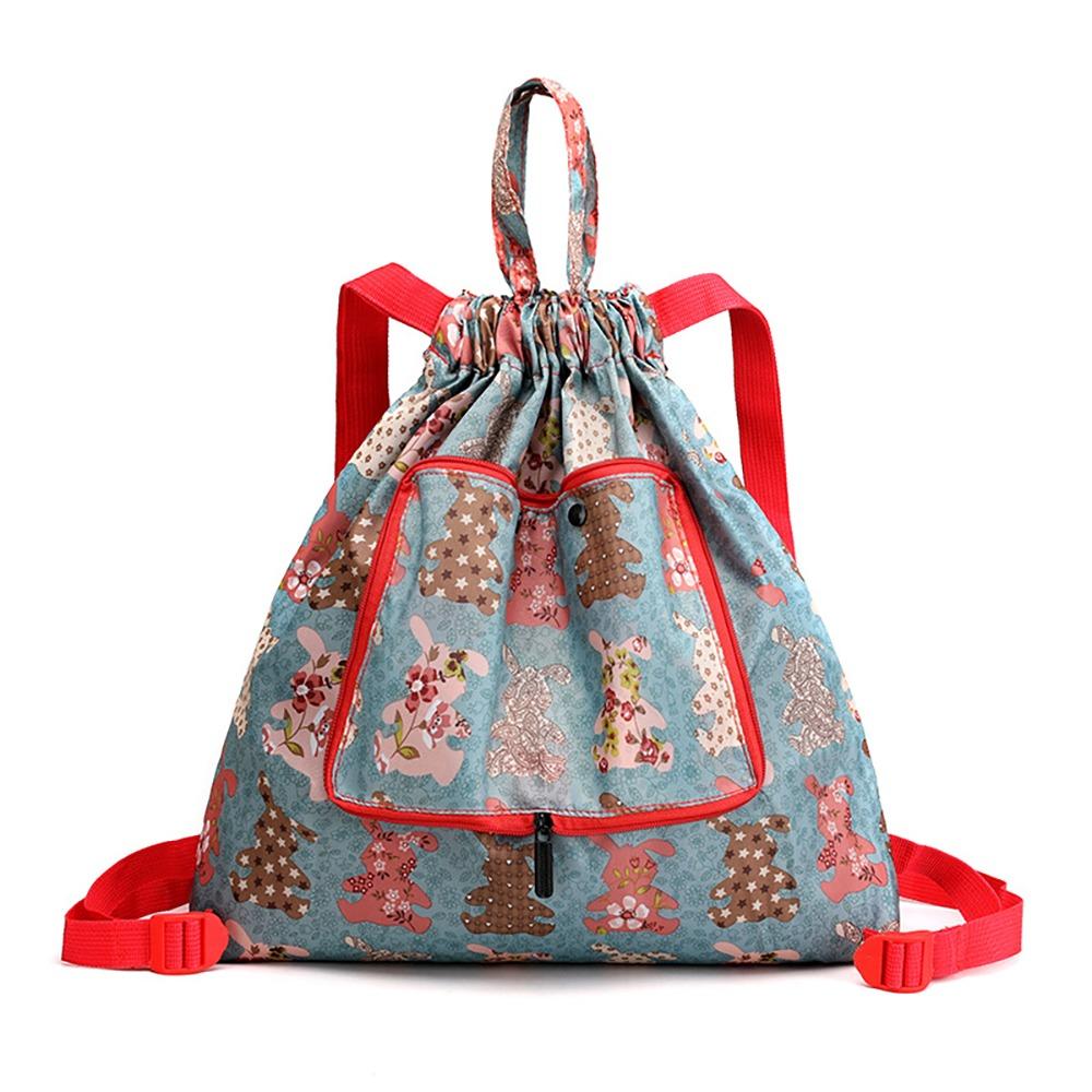 Lightweight Drawstring Bag Multifunctional Folded Backpack Portable Shopping Bag Camping
