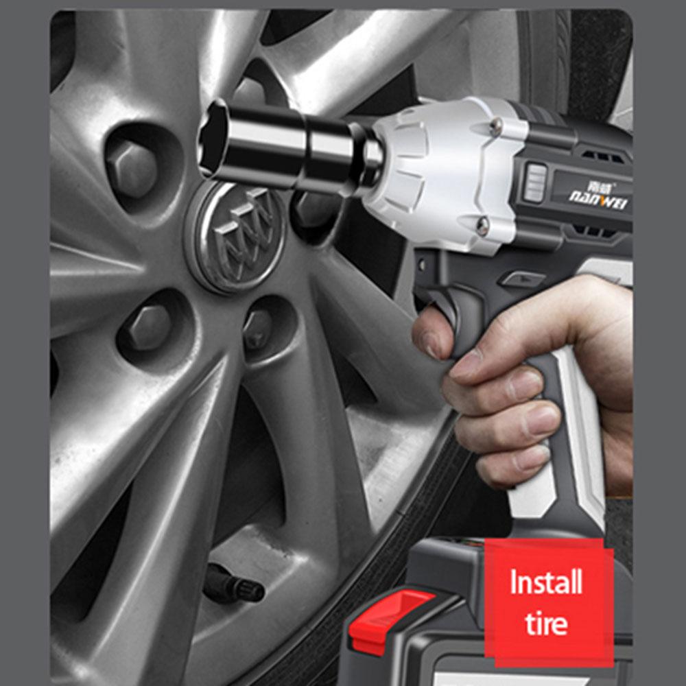 NANWEI Промышленный бесщеточный литиевый ключ 380N Аккумуляторный электрический ключ с высоким крутящим моментом Легкое снятие автомобильных шин