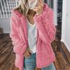 Флисовое пальто для женщин, оверсайз, на молнии, с капюшоном, пушистая толстовка с открытой передней частью, демисезонная теплая верхняя одежда